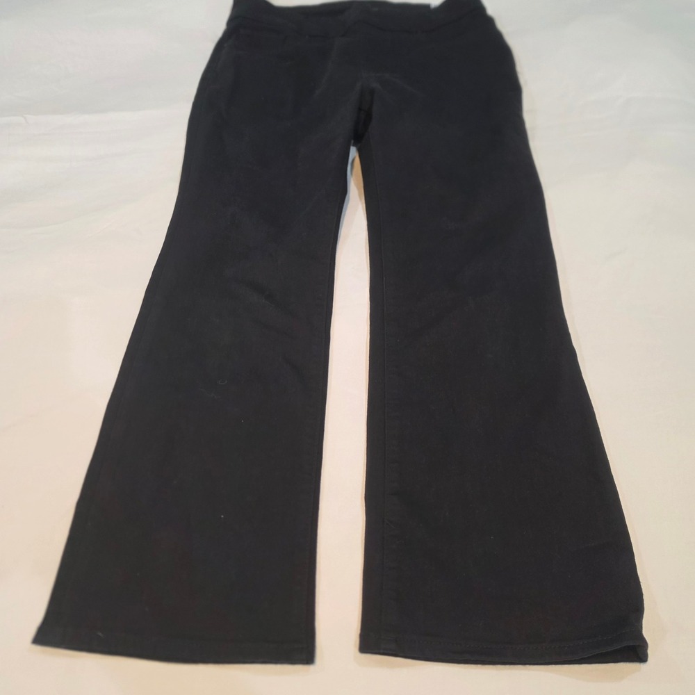 Chico's Pull On Slim Boot Pants Women 6P Black Excellent Textured Stretch